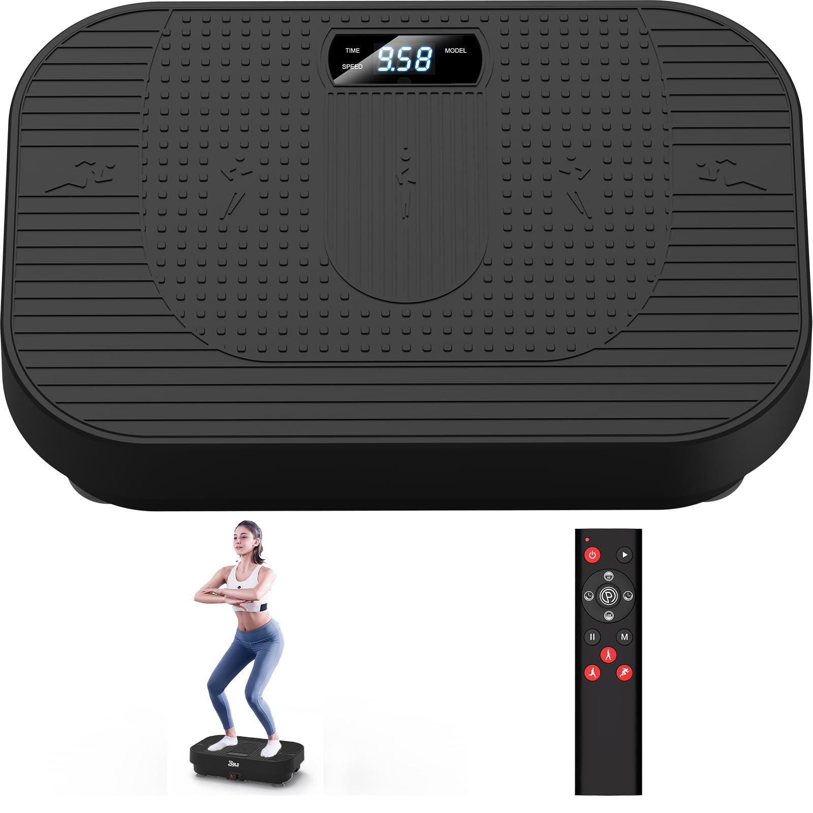 Vibration Plate Exercise Machine, 330LBS Capacity, 200 Adjustable Speeds for Lymphatic Drainage & Weight Loss, 10 Modes Whole Body Workout Platform