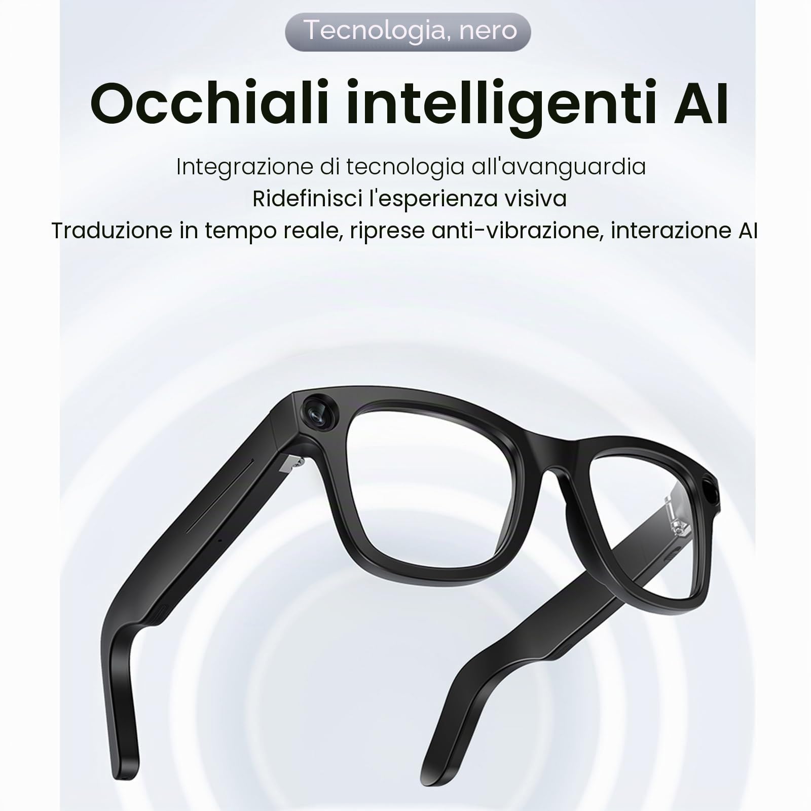 AI Occhiali Intelligenti Con Fotocamera Da 8MP - Include 32GB Di Spazio Di Archiviazione, Occhiali Con Registrazione Video 1080P E Audio, Traduzione In Tempo Reale, Per Esterni(Blue)