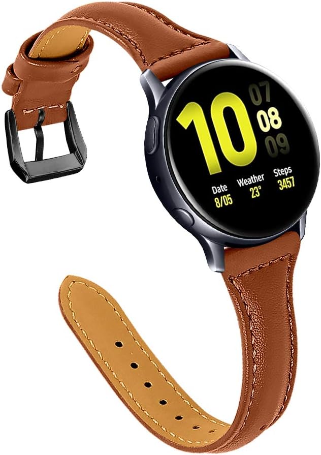 JOYOZY Leather Band Compatible with Samsung Active 2 Watch Bands 40mm 44mm/Galaxy Watch 7/6/5/4 40mm 44mm/Galaxy Watch 3 41mm, FE 40mm Slim Genuine Leather Strap with 20mm Quick Release Wristband