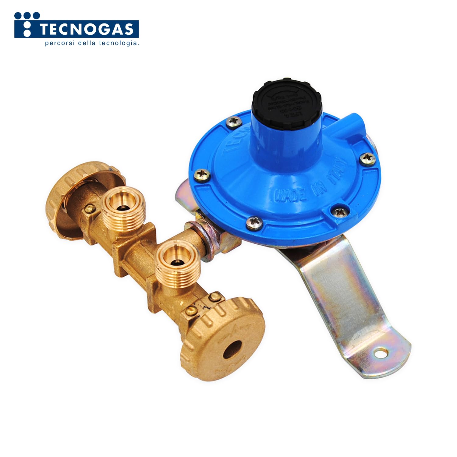 Tecnogas E6712 Mini Centralina Gas GPL per 2 Bombole con Regolatore e Dispositivo di Sicurezza UNI 7131, Minicentralina a Installazione a Muro, Portata 10 Kg
