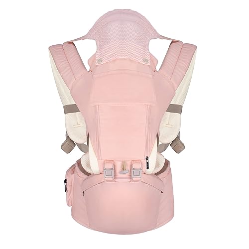 Agudan Portabebés para manos libres, ajustable con posición ergonómica en "M", asiento de cadera suave con múltiples posiciones de transporte para