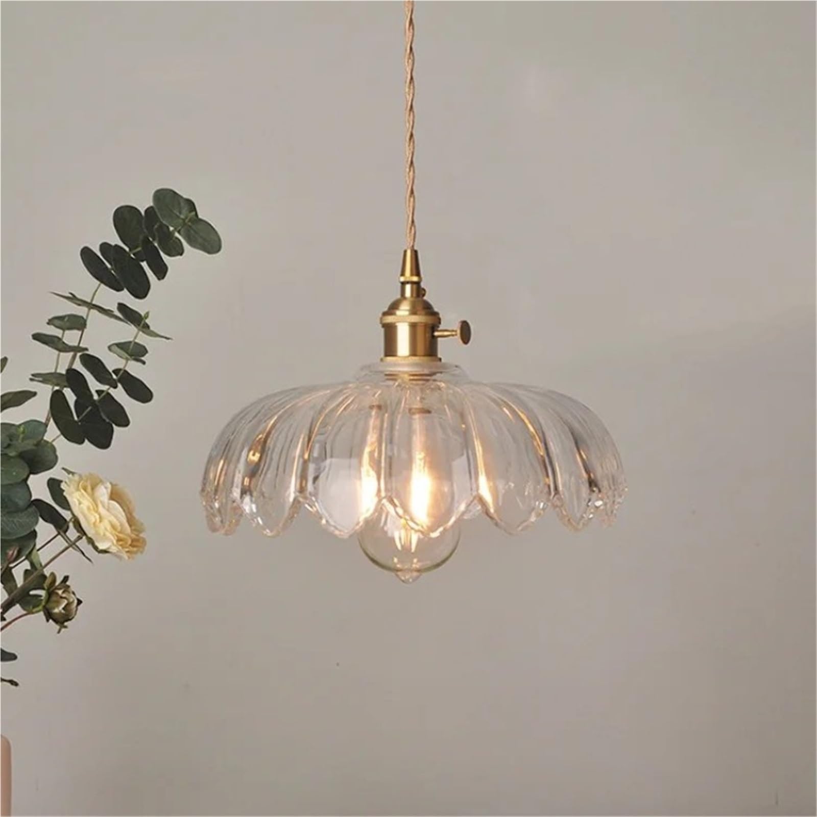 Jybnbbe Clear Brass Glass Chandelier Nordic Vintage Restaurant Bedside Lamp Cafe Bedroom Lamp,