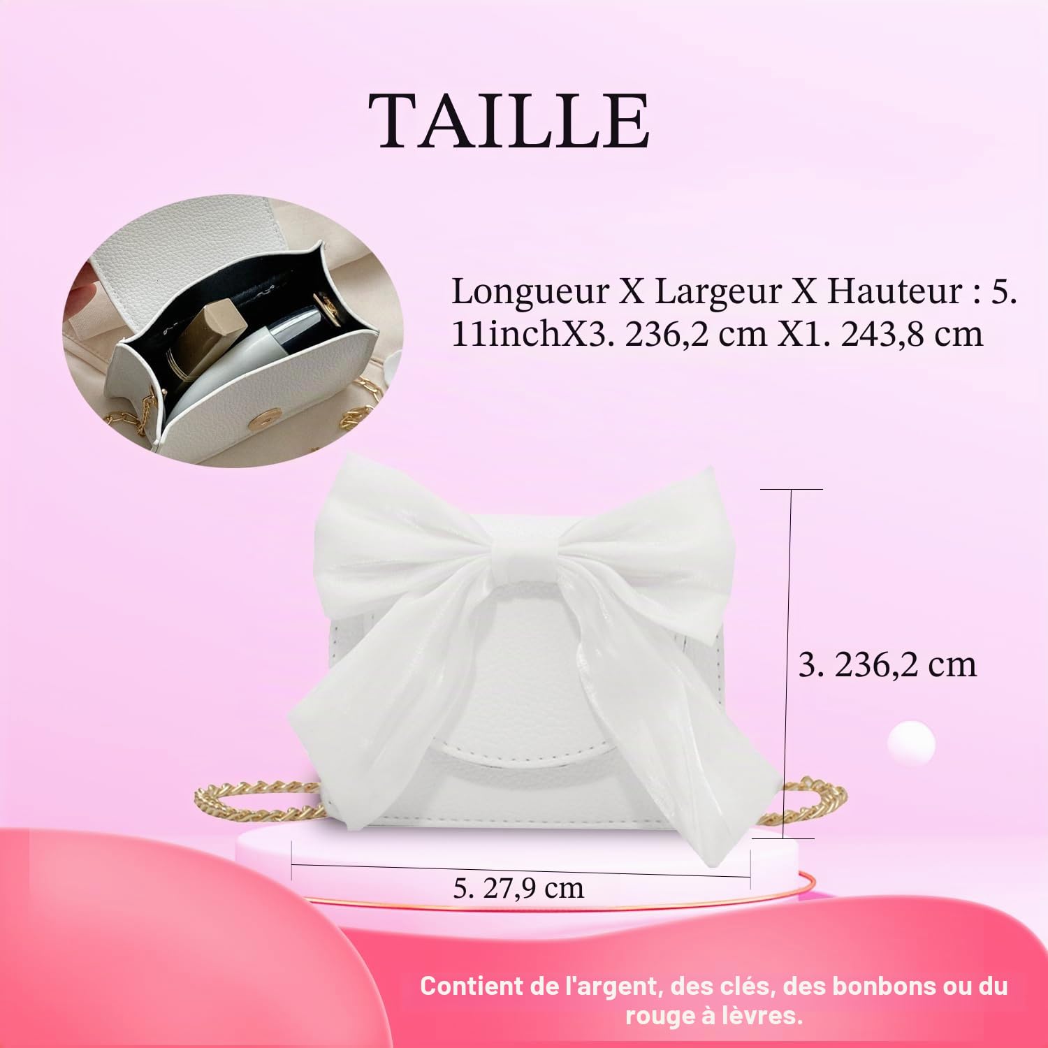 Mini sac à bandoulière pour petites filles, joli nœud papillon princesse pour petites filles, cadeau d'école, voyage
