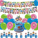 SAIAODI Team of Umizoomi Birthday Party Supplies, Team of Umizoomi Theme Birthday Party Decorations, Includes Cupcake Toppers Banner ,18 Balloons,Cute Team of Umizoomi Theme for Birthday Party