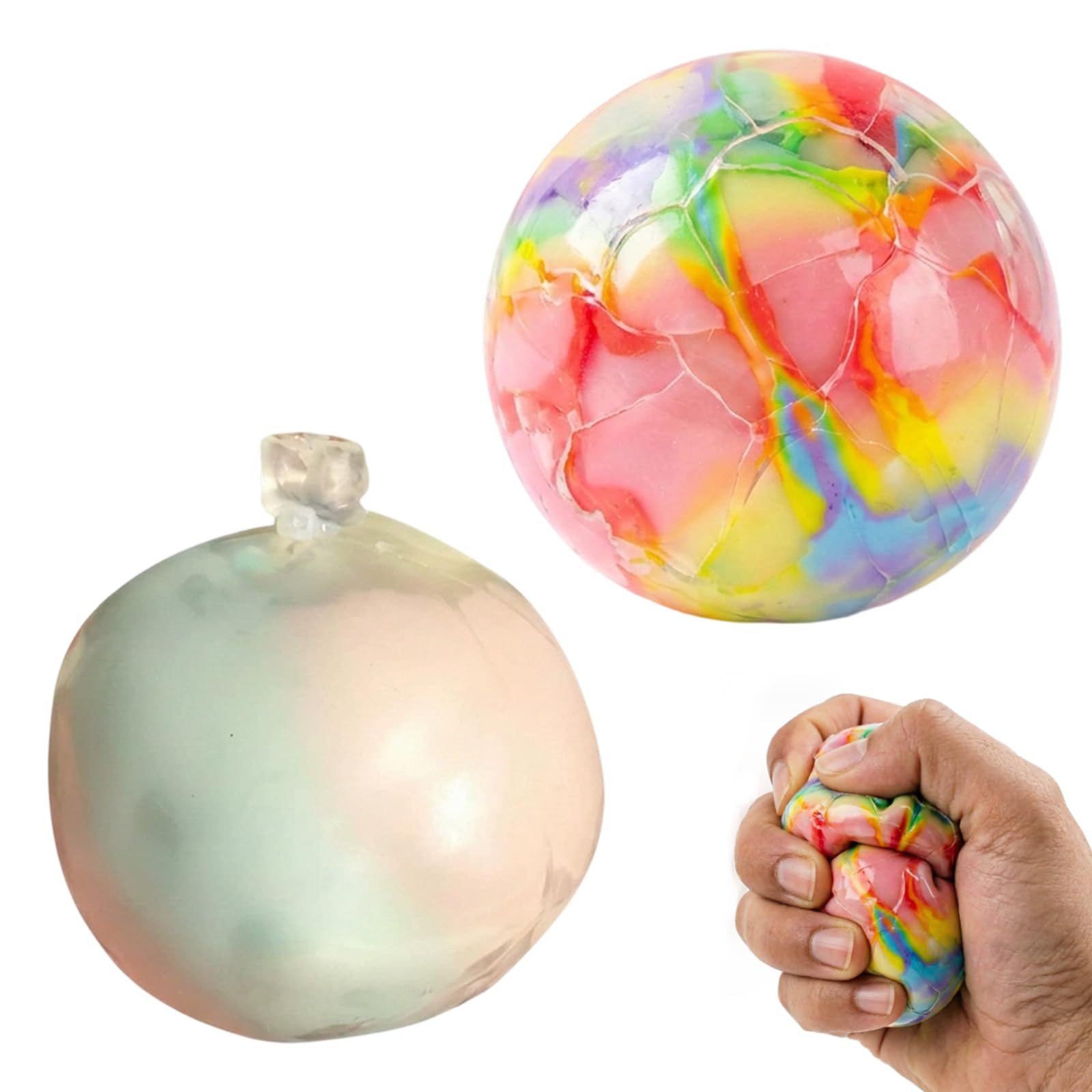 MAUDFEK 2 PCS Wax Cracking Squishy, Rainbow Crispy Ball Desktop Accessories, Candy Coloured Balls for Office Focus and Study Sessions, Portable Hand Tool for Daily Use