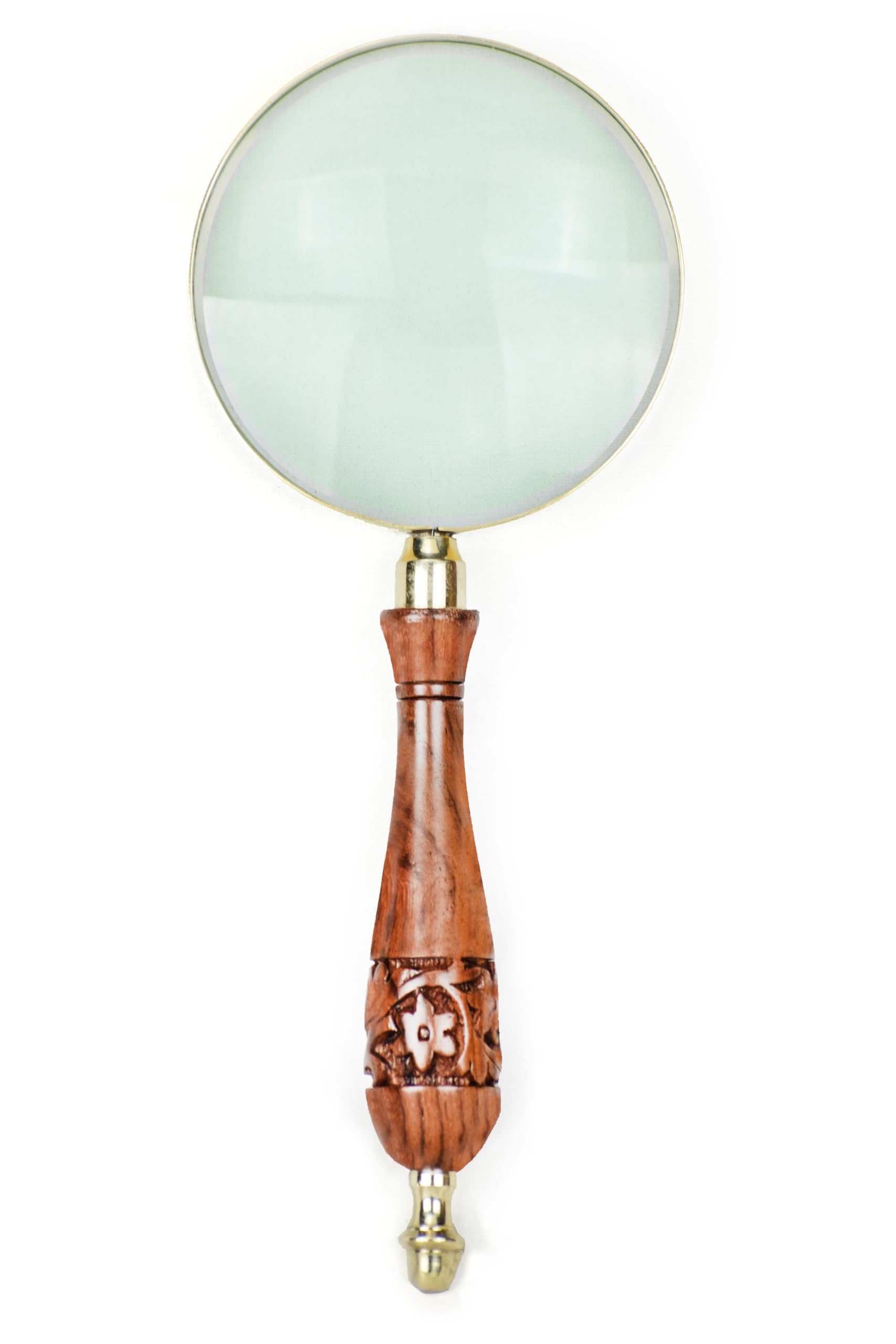 Antique Magnifying Glass 10X Reading Wooden Magnifier with Hand-Crafted Wooden Handle for Reading Book & Inspection
