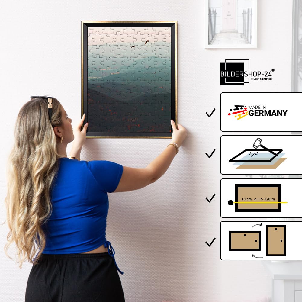Bildershop-24 Marco para puzzles PRIO 50x70 cm Negro Oro Antiguo para aprox. 500-1000 piezas