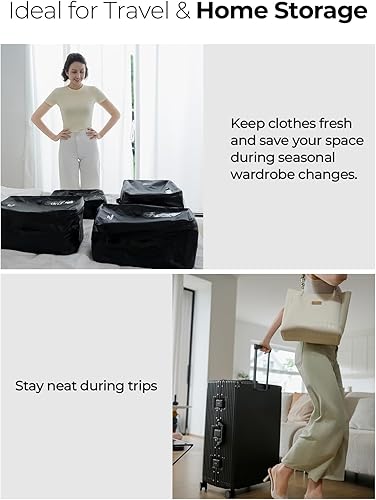 Miniatura 8 de Bolsas de vacío para viajes con bomba inalámbrica, cremallera abierta de 180, impermeable IP67, bolsas de compresión reutilizables que ahorran