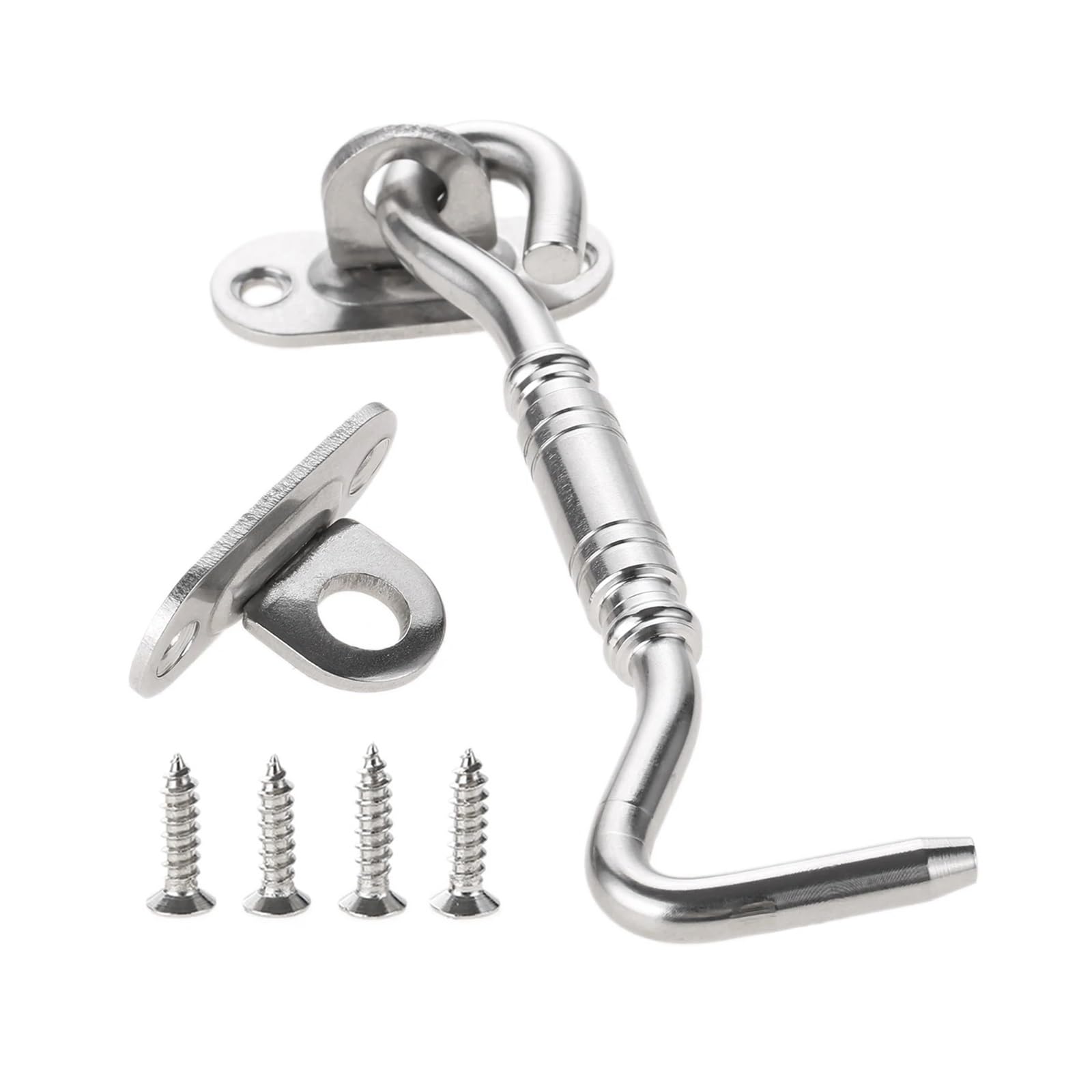 Zntihz White 4Pc Stainless Steel Window Catch Hook 4 Inch Cabin Eye Latch Door Nail Thick Privacy Solid Hardware For Wooden Doors,Windows(,4Inch)