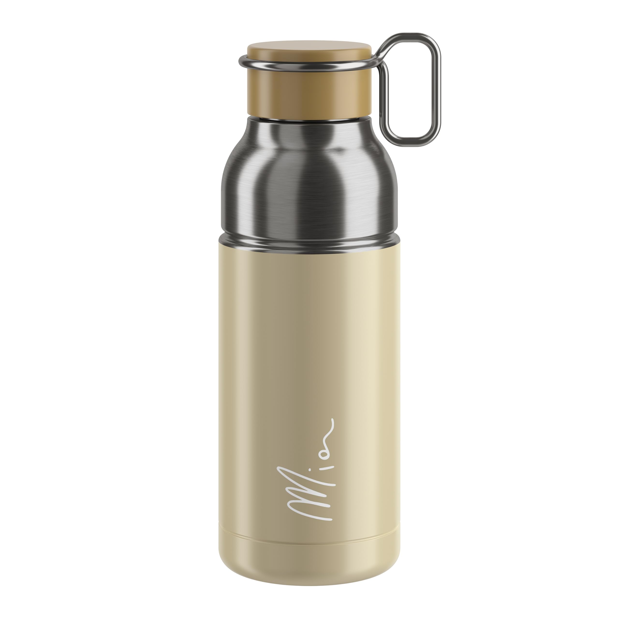 ELITE MIA Trinkflasche Beige & Silber 650 ml – BPA-frei, Leicht & Auslaufsicher – Für Fahrrad Sport Radsport MTB Gravel