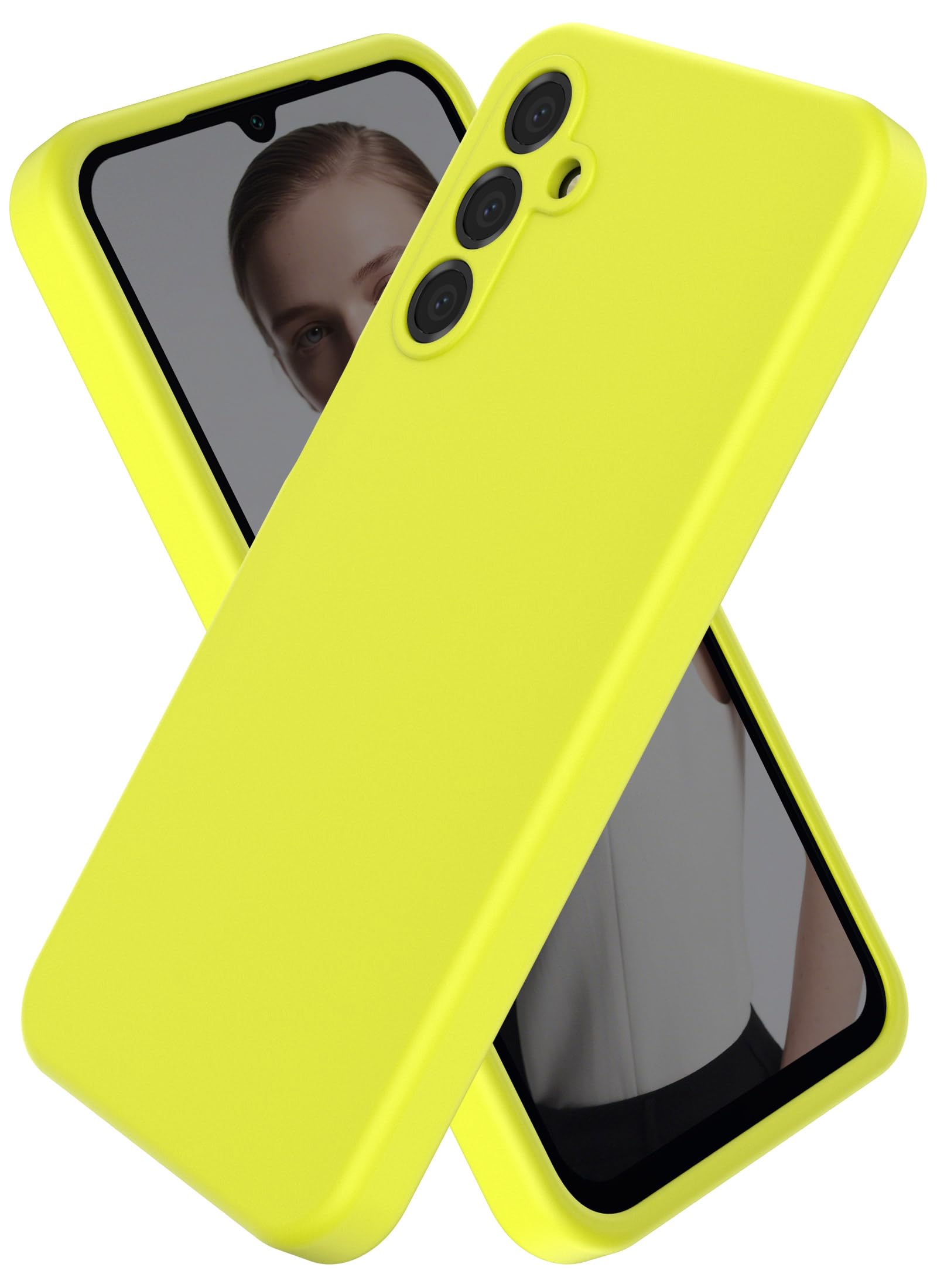 CUZMIGO for Samsung Galaxy A15 5G Phone Case, Soft Silicone Slim-fit Phone Cover with Camera Protection, Anti-Scratch & Cute Colors, Neon Yellow