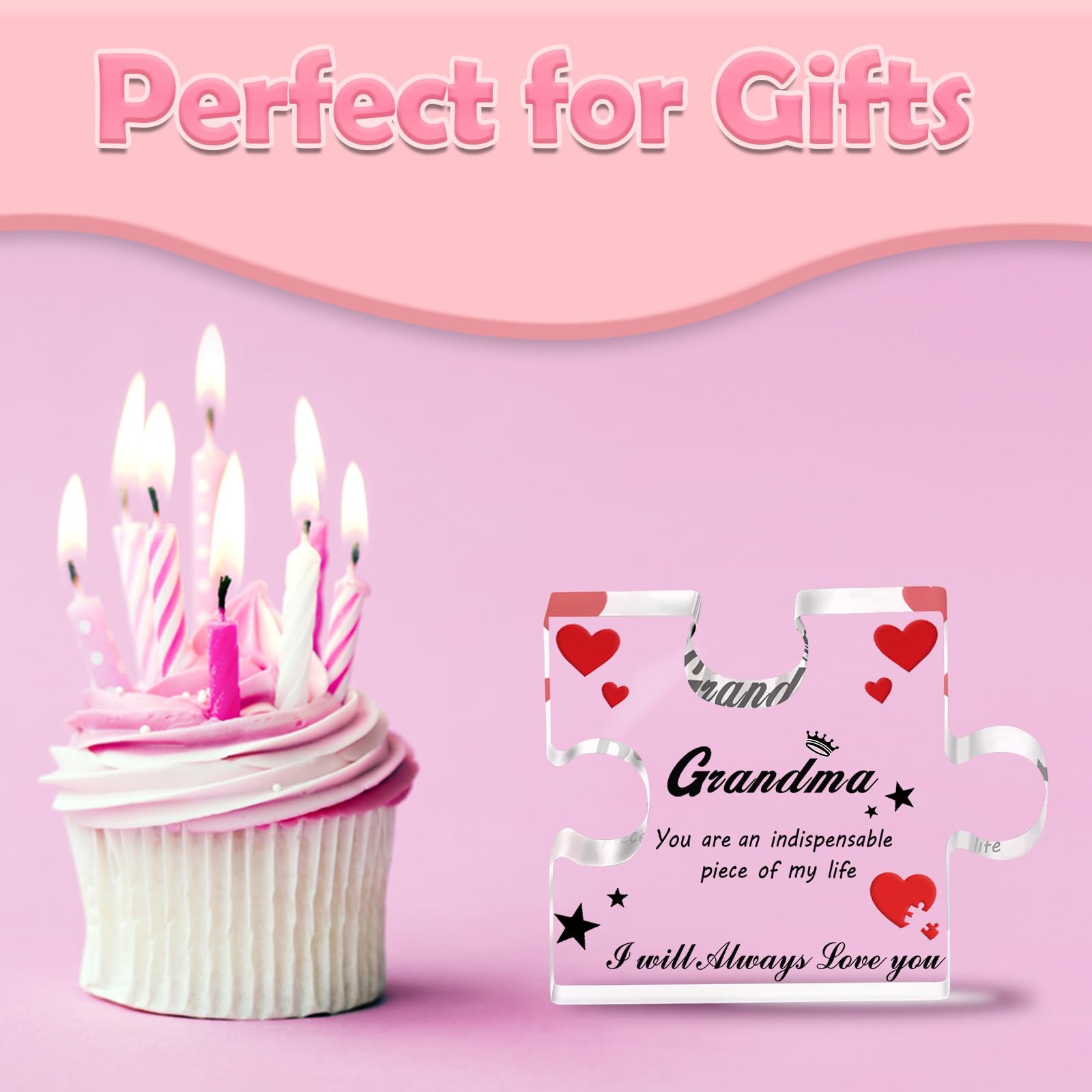 Grandma Birthday Gift - Engraved Acrylic Puzzle Piece, 3.9"x3.1", Desk Decor For Thanksgiving & Christmas - View #3