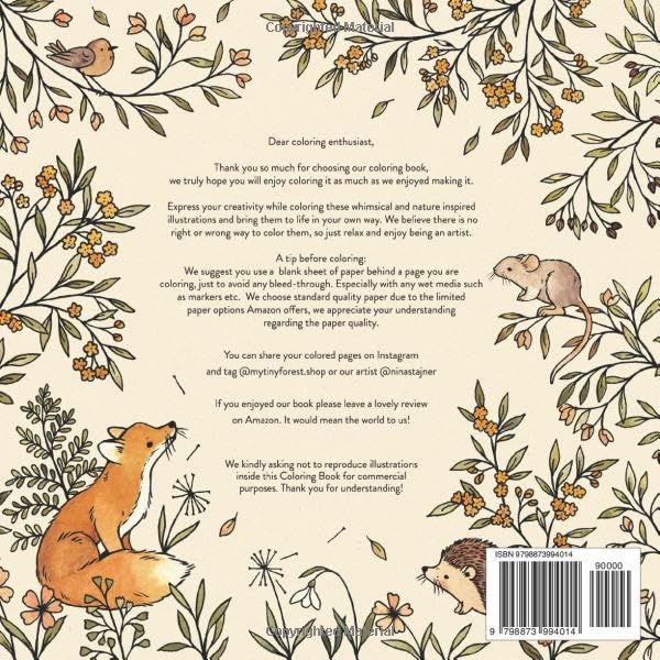 Coloring Book "My Tiny Forest": 30 Woodland Inspired Whimsical Illustrations - Image 2