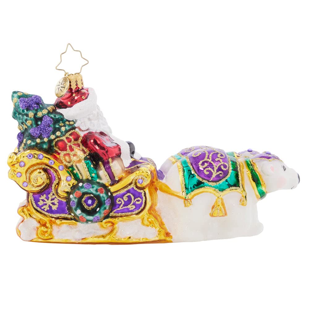 Christopher Radko Hand-Crafted European Glass Christmas Decorative Ornament, Polar Pals Sleigh Ride