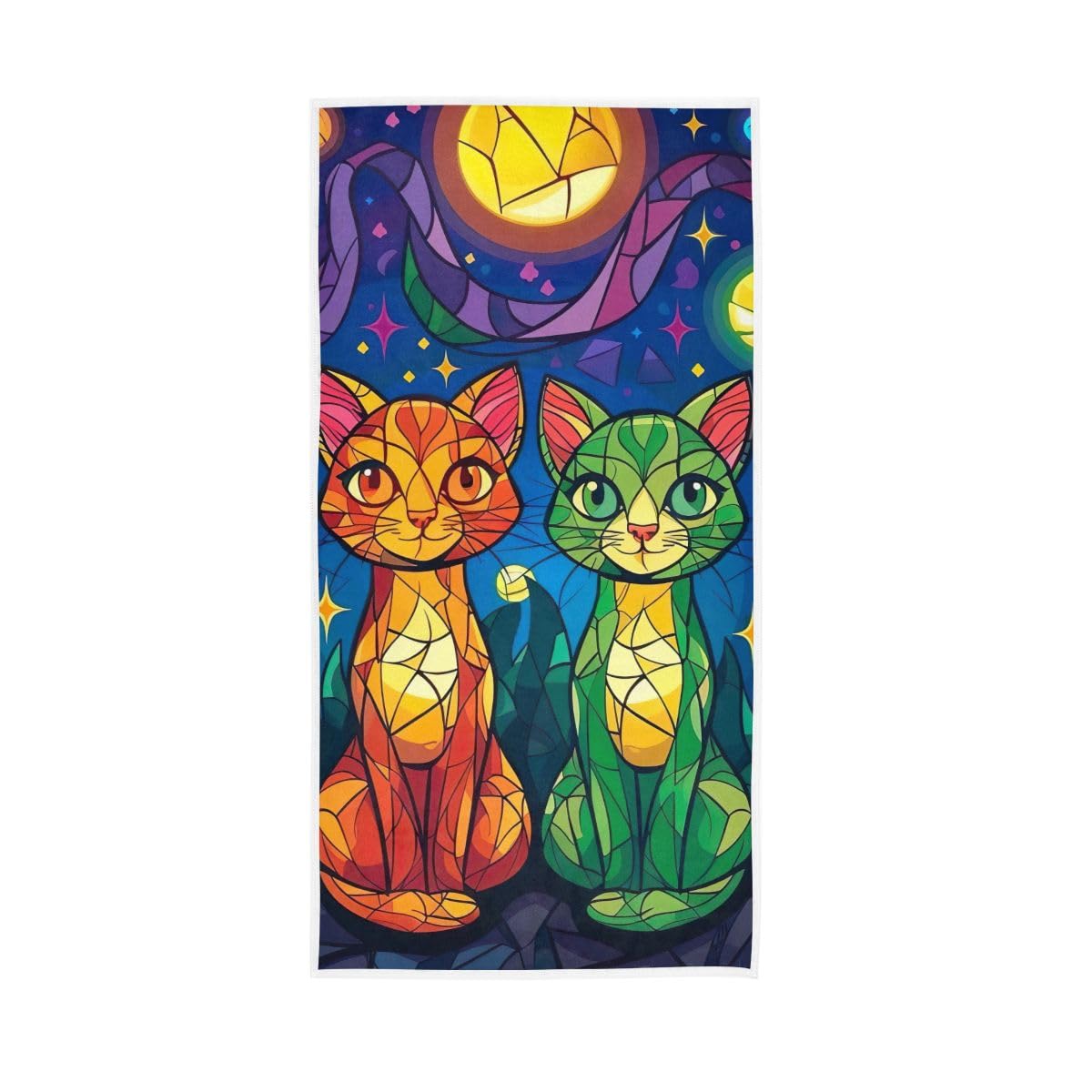 LSRCPD Cartoon Cats Colorful Hand Towels, Multipurpose Bathroom Towel for Bathroom, Gym, Hotel, Spa 15 x 30 Inches