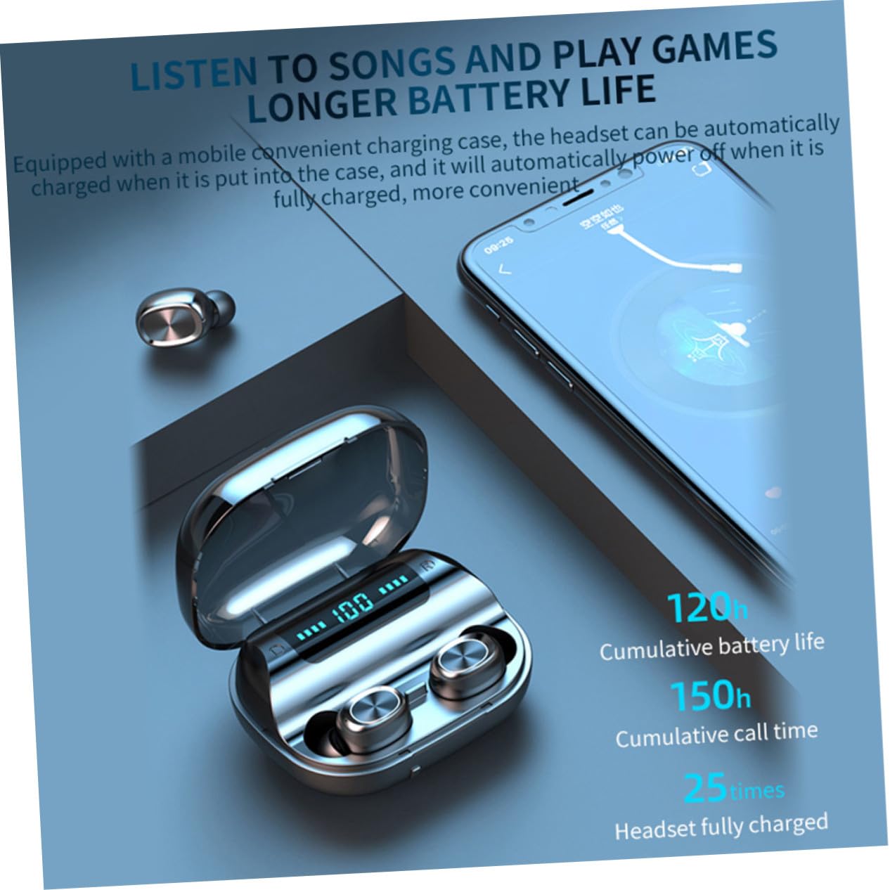 Auricolari Wireless con Controllo Touch e Display LED Cuffie In Ear Resistenti all'Acqua con Riduzione Rumore Custodia di Ricarica Portatile con Batteria Auricolari Mini