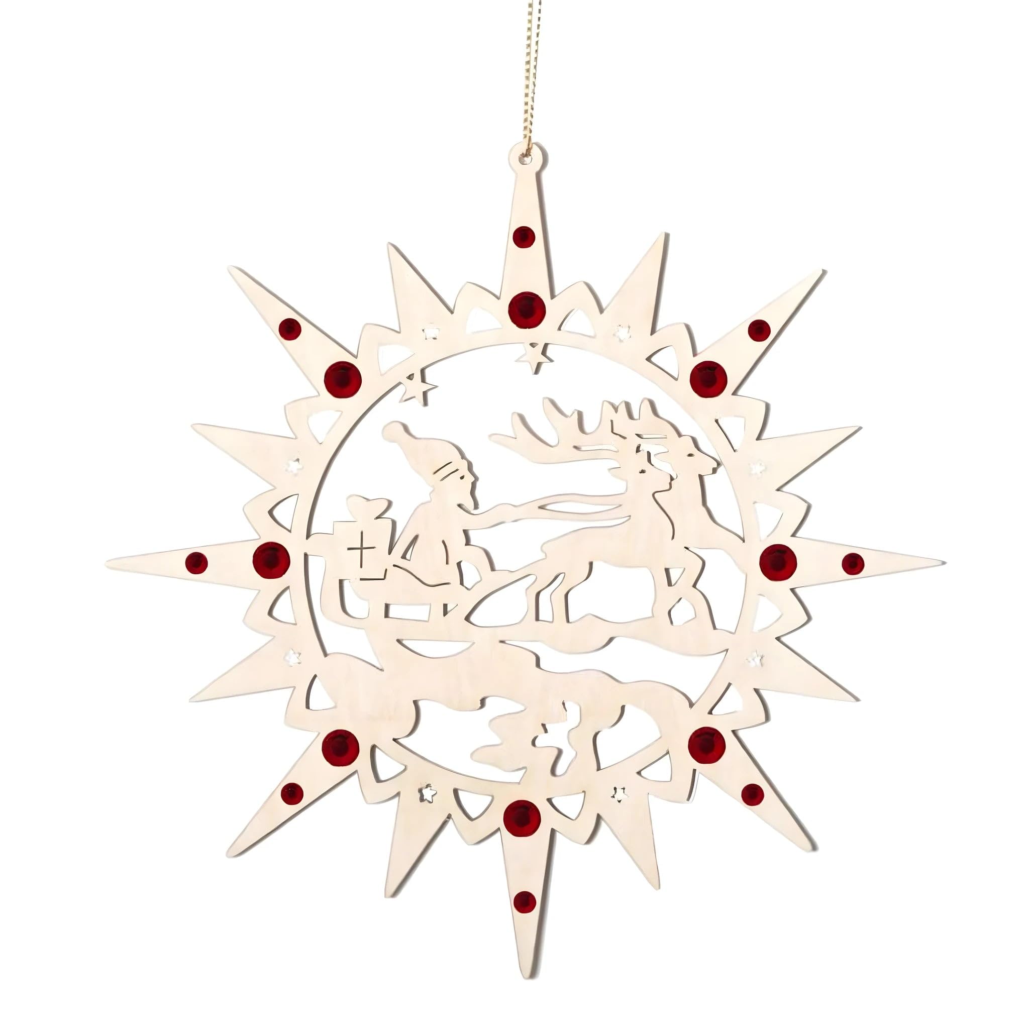 Dolfi | Star with Elk with Swarovski Crystals | Hand Painted in Val Gardena | Religious Article