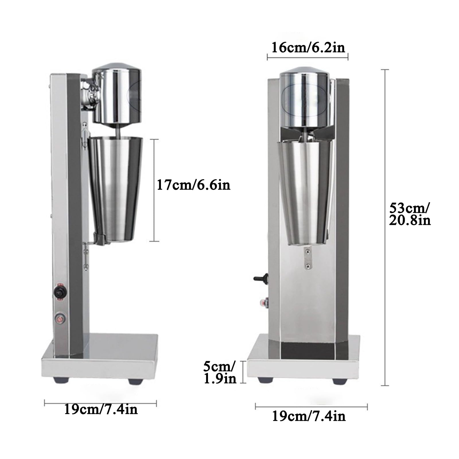 Machine À Milkshake Commerciale de 800 Ml, Mélangeur de Milkshake Électrique de 150 W avec Interrupteur À Double Vitesse, Lame de Mélange en Forme de Papillon, Pieds en Caoutchouc