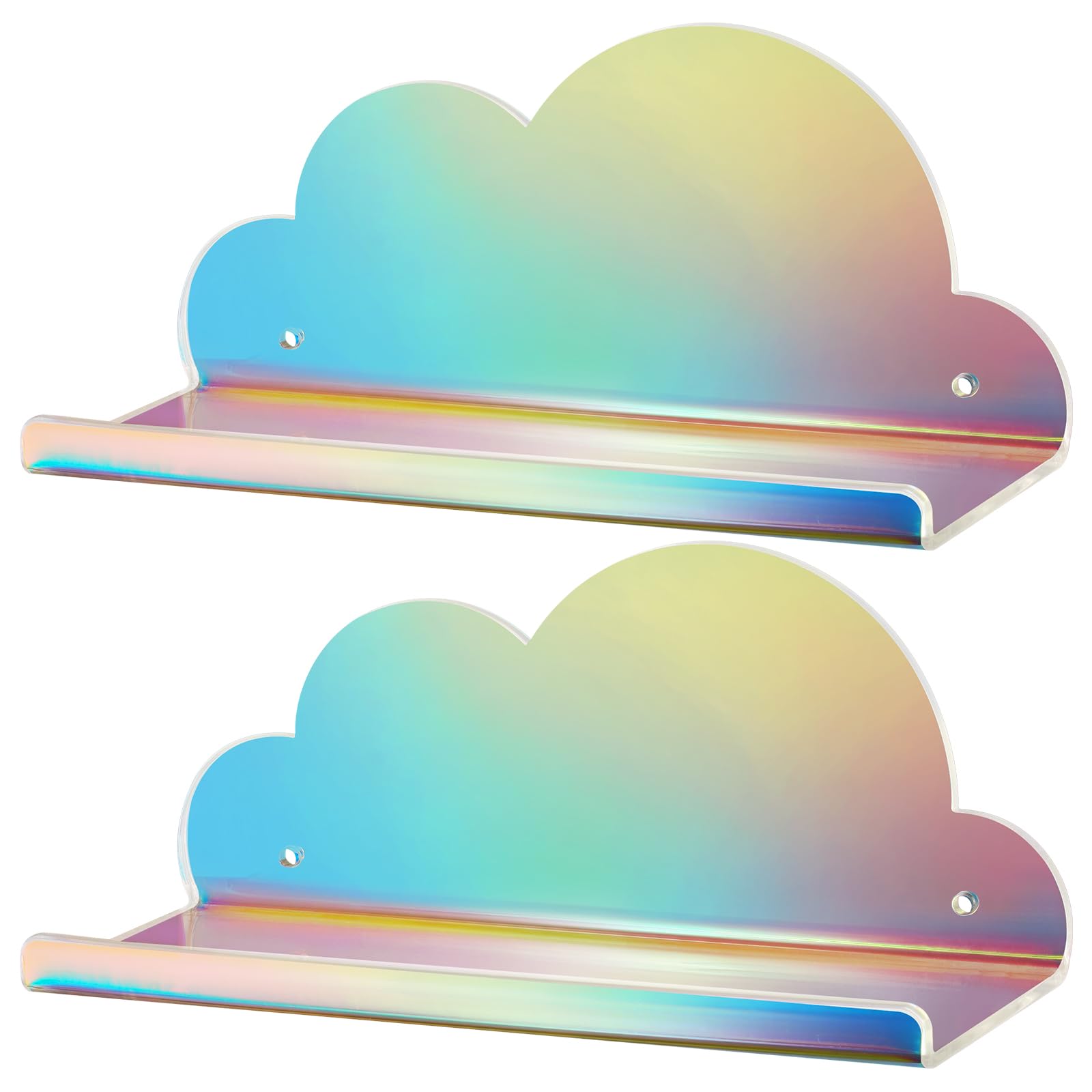 NiHome Iridescent Acrylic Cloud Floating Shelf (Large, 2 Pack)