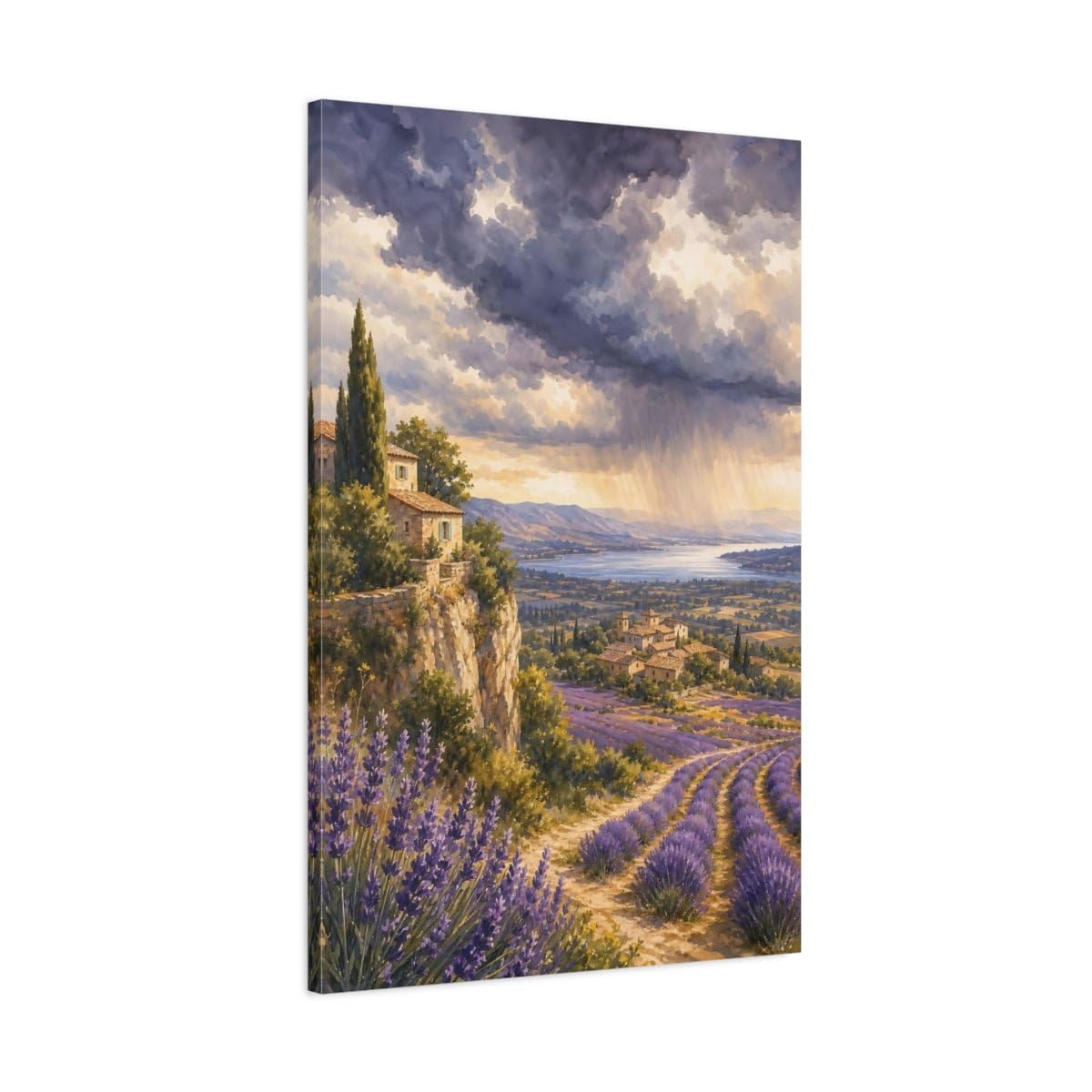 Toile lavande de Provence décoration murale aquarelle salon 60x90 - 8