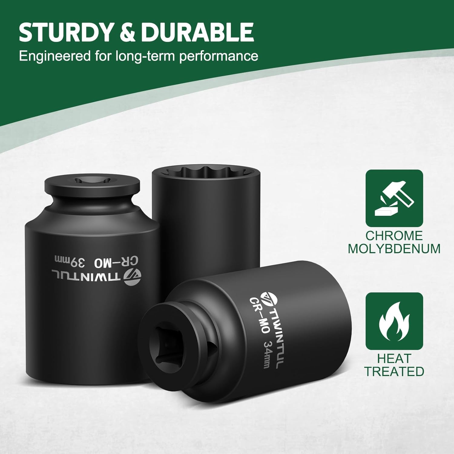 1/2" Drive Axle Nut Socket Set, 12 Point Spindle Axle Nut Impact Socket Set, 10Pcs Deep Impact Socket Set 14/17/19/30/32/34/35/36/38/39mm for DIY Car, Heavy Equipment Maintenance, Auto