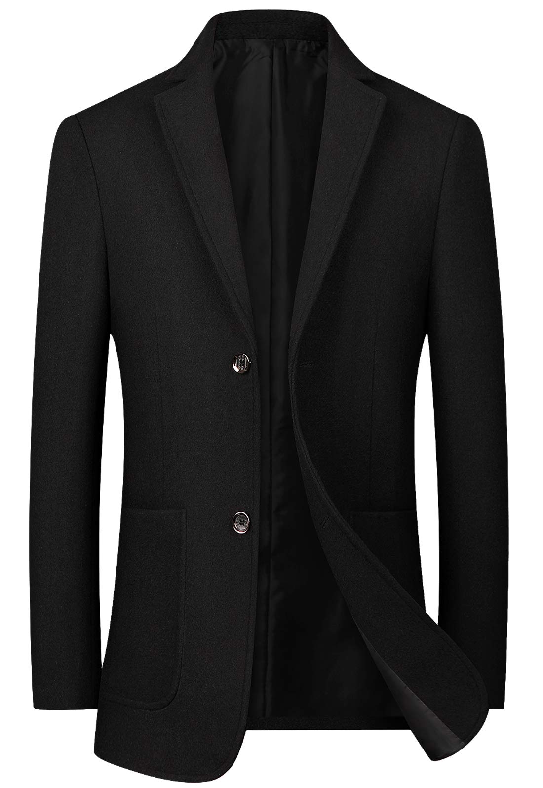Men's Casual Notched Collar 2 Button Slim Formal Wool Blend Suit Separate Blazer Jacket |Black |L-picture-45