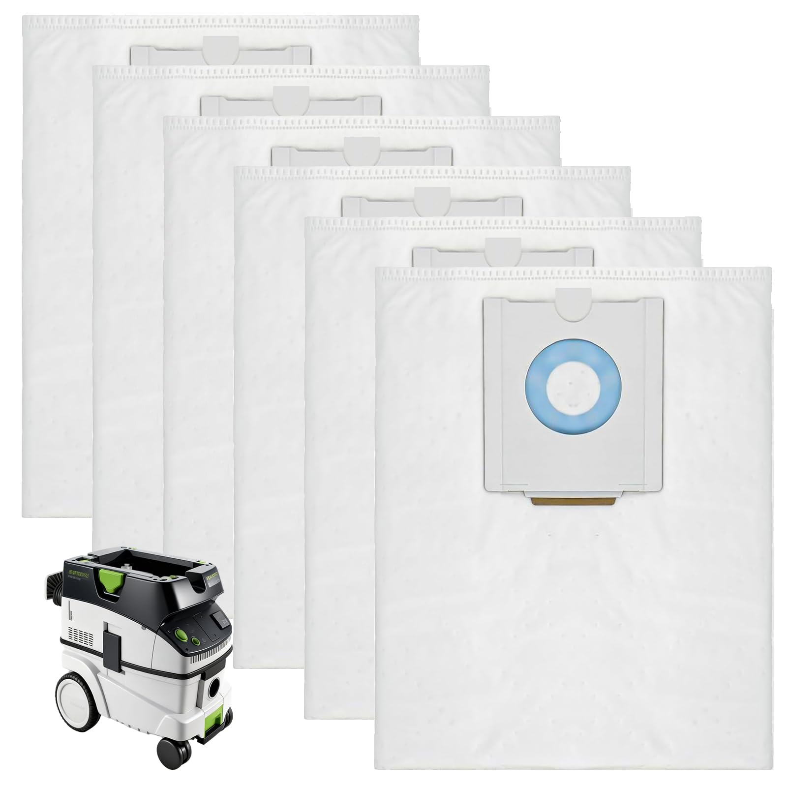 6 sacs d'aspirateur pour Festool CT 36/ CTM 36 E/CTL 36 E, sacs de filtre de rechange à 5 couches pour Festool 496186, sac de filtre de grande capacité pour extracteur de poussière, pièces de rechange