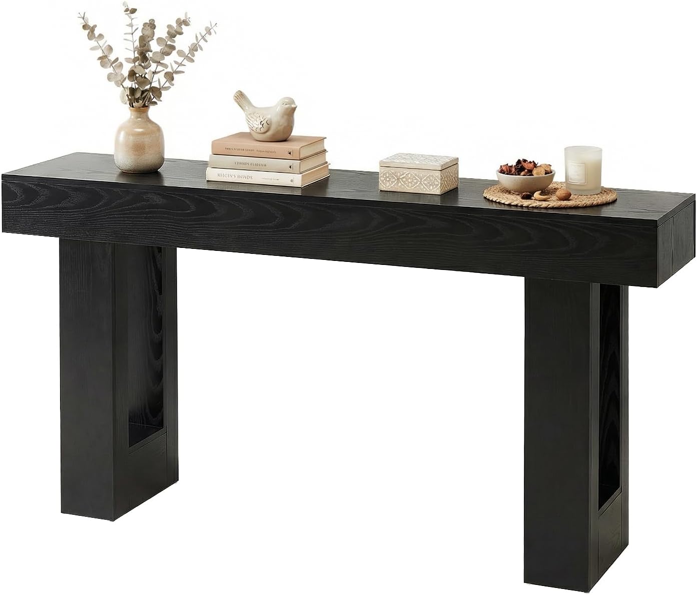 DUMOS Farmhouse Console Table for Entryway, 63" Long Console Table Behind Couch, Solid Wood Narrow Entryway Table for Hallway, Living Room, Foyer, Natural Wood