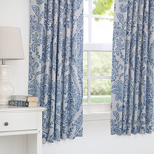 Image of HPD Half Price Drapes Printed Room Darkening Curtains for Bedroom, Living Room 50 X 63 (1 Panel), BOCH-KC16072-63, Tea Time China Blue