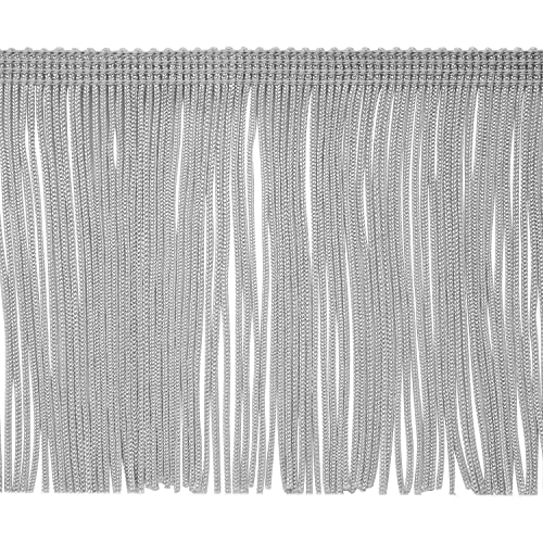 Trims By The Yard 4" Chainette Fringe Trim | Gray | (5 Yard Cut) #TOP16