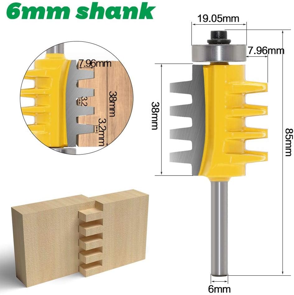 8mm,6mm,1/4 Inc Shank Rail Reversible Finger Joint Glue Router Bit Cone Tenon Woodwork Cutter Power Tools Wood Router Cutter (Size : 6.35mm Shank)