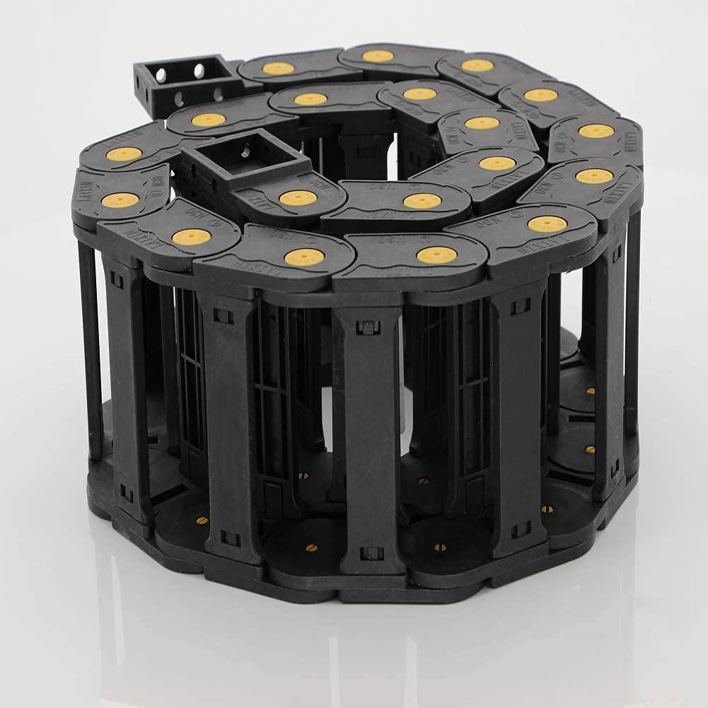 Fielect Drag Chain Cable Carrier Open Type with End Connectors R55 30X77mm 1 Meter Plastic for Electrical CNC Router Machines Black 1Pcs