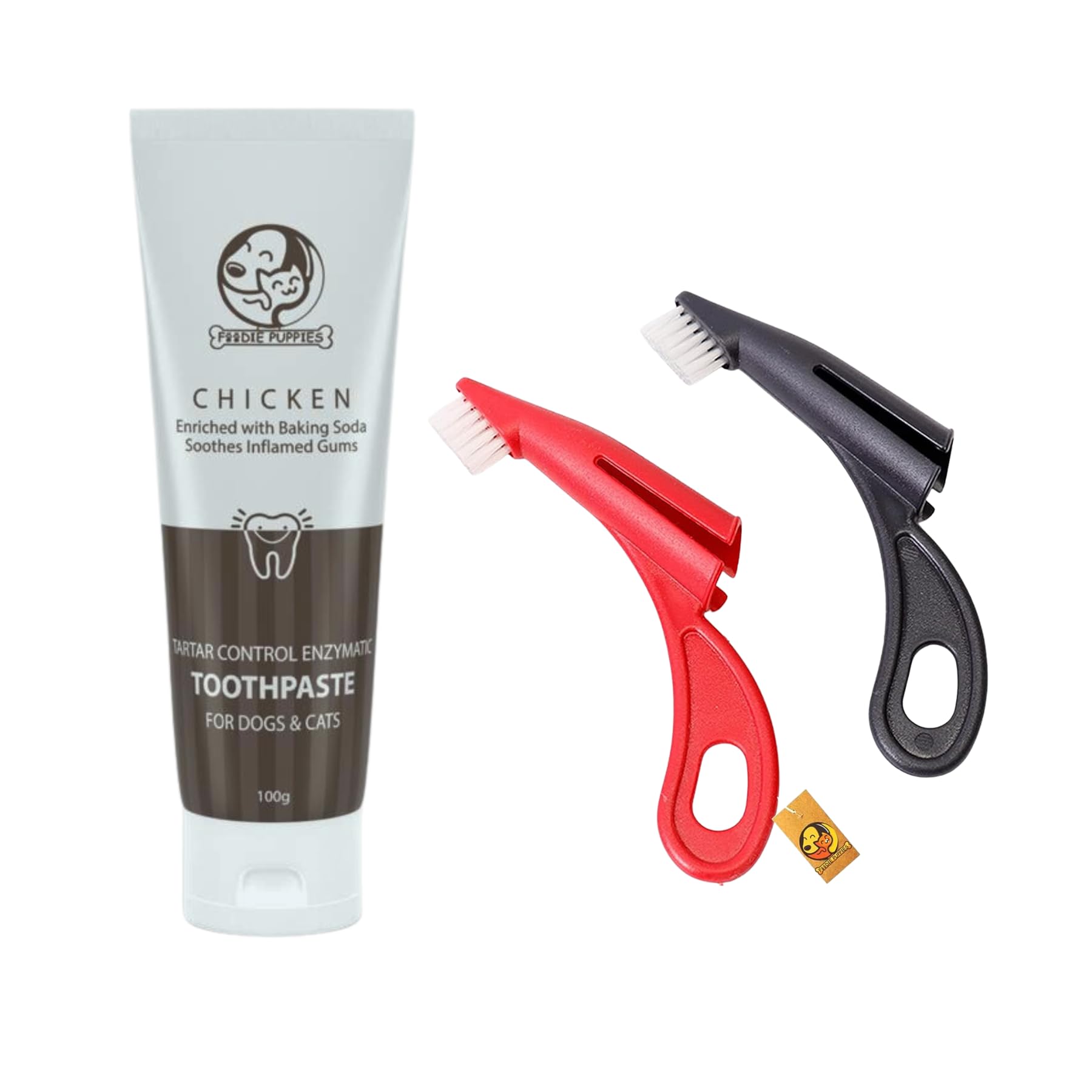 Foodie Puppies Pet Dental Care Combo of Toothbrush and Toothpaste - (Couple Toothbrush + Chicken Toothpaste, 100gm) Enriched with Baking Soda Soothes Inflame Gums and 2in1 Finger Toothbrush (B0CK6X7F33) Amazon Price History, Amazon Price Tracker