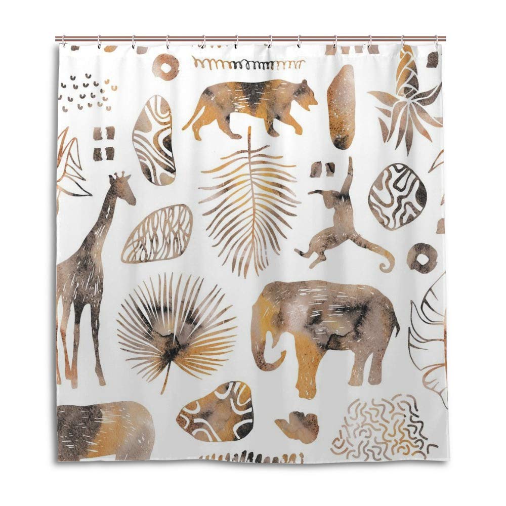 Rideau de douche imperméable et anti-moisissure au motif tropical exotique