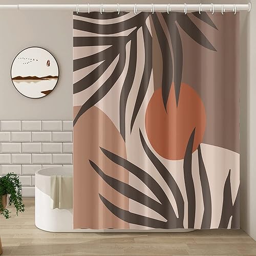 Miniatura 33 de Blue Mushrooms - Cortina de ducha de baño, estilo retro de los años 70 y 60, estilo bohemio hippie floral, lavable, tela duradera, decoración del