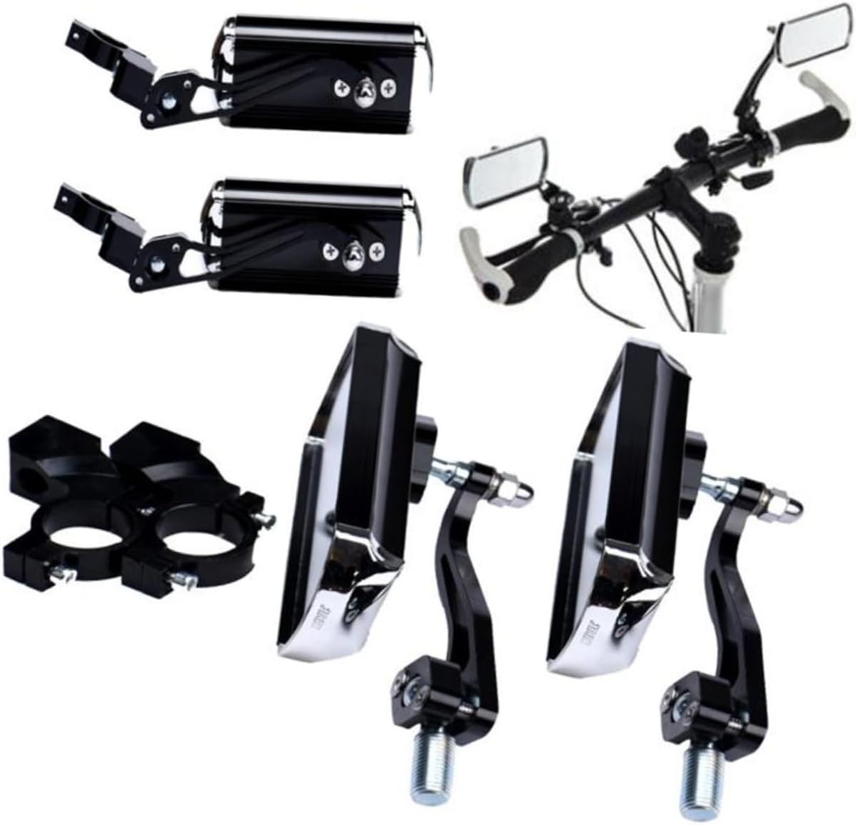 Outanaya 360degree Adjustable Bike Handlebar Mirrors Lightweight Wide Angle Rear View Mirrors for Safe Cycling Black Pair