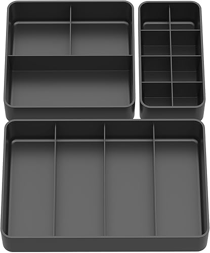Organizador de cajones, divisor apilable, paquete de 3 organizadores de maquillaje, encimera de baño, caja de almacenamiento compacta de 15 celdas,