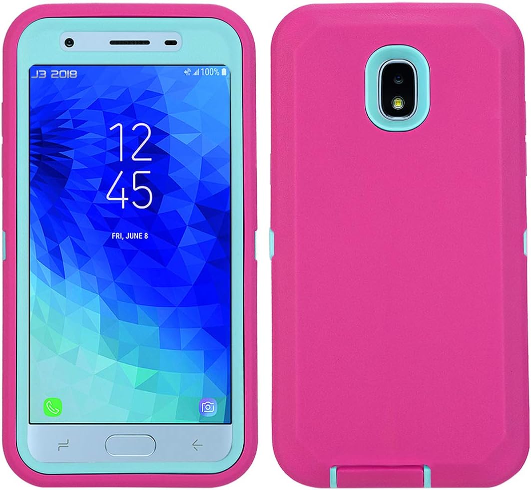 Annymall Galaxy J7 2018 Case, Heavy Duty Defender Armor Cover with Swivel Belt Clip & Built-in Screen Protector for Samsung J7 2018/ Galaxy J7 Aero/ J7 Refine/ J7 Star/ J7 Crown(2018) (Rose)