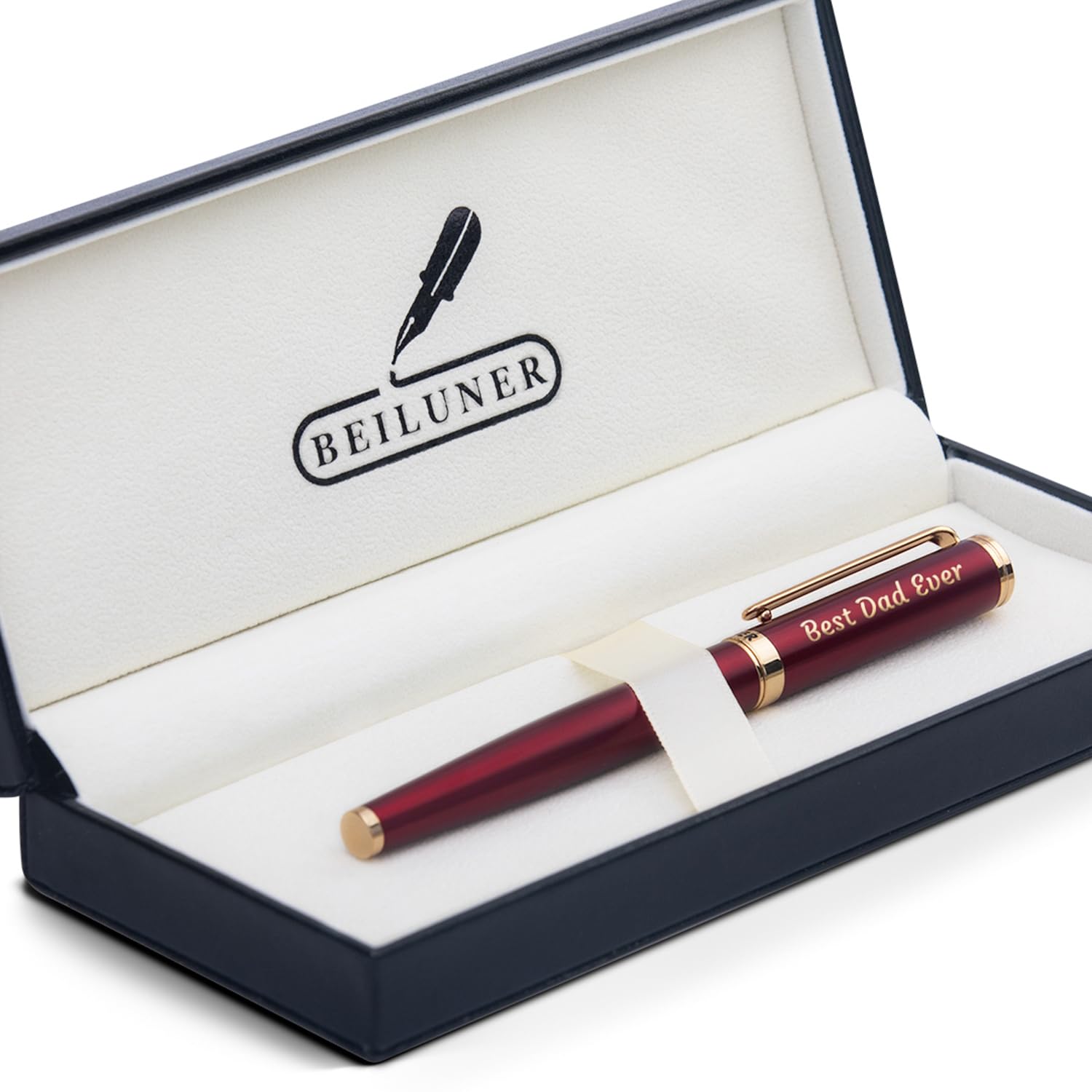 BEILUNER Red Fancy Rollerball Pen Set,Executive Pens --Schneider Ink Refill-24K Gold Trim CEO Dad Ever Gift & Birthday Present