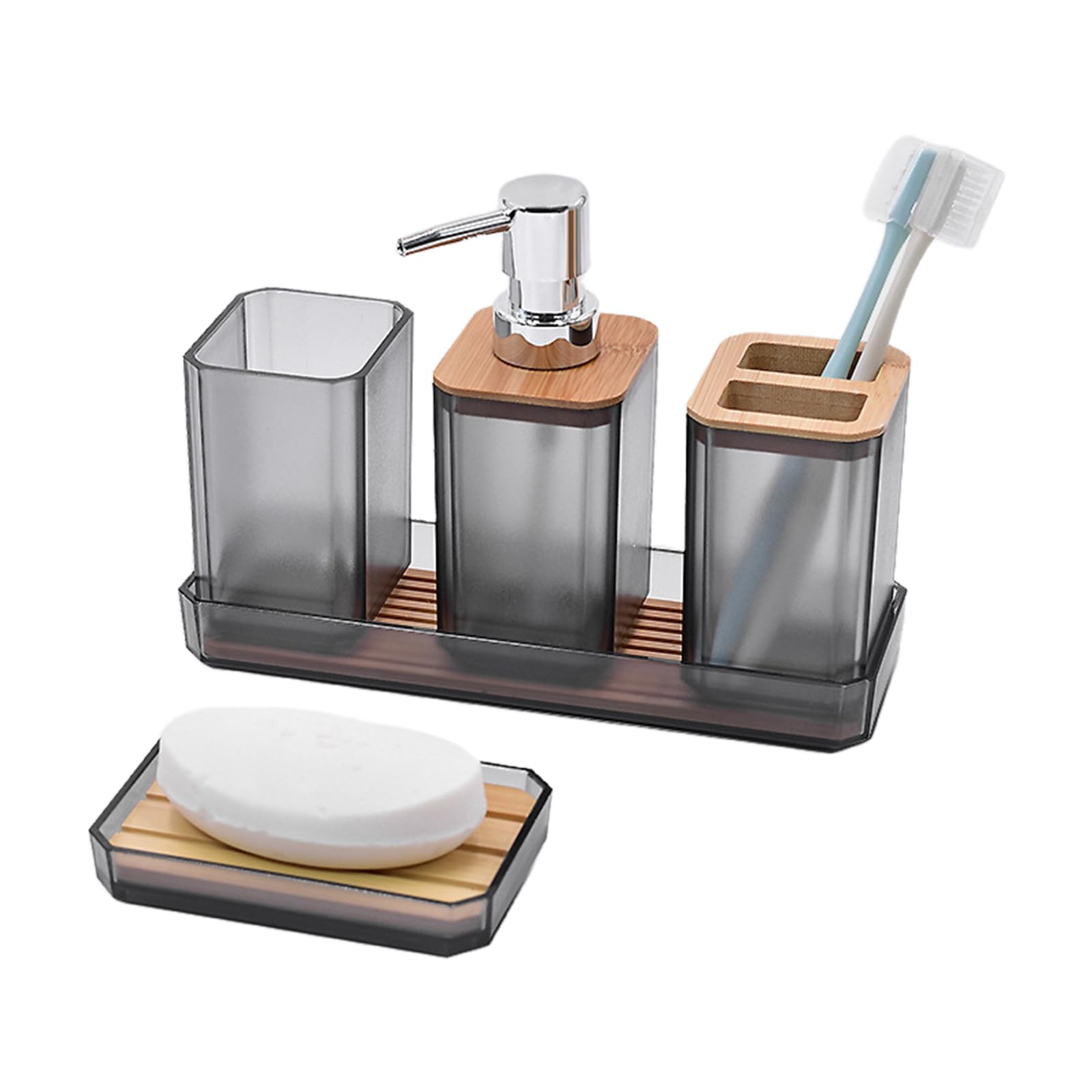 Kalttoy 5Piece Modern Bathroom Organization Solution User Friendly Bathroom Accessories Set Soap Dispenser Toothbrush Holder Tray Ceramic Organizers Set