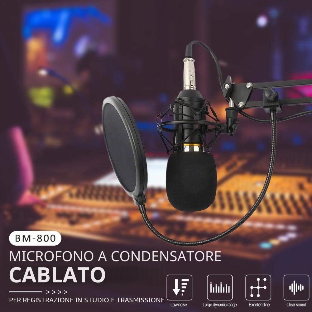 BM 800 microfono per studio a condensatore, registrazione vocale, karaoke, microfono per PC