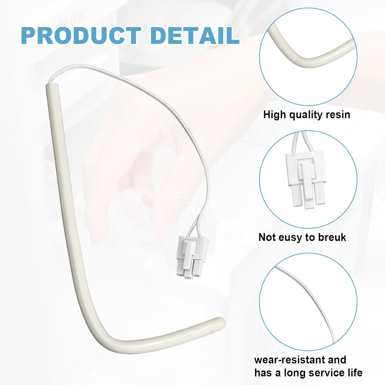 W10511923 Ice Maker Bin Temperature Sensor Compatible with Whirlpool KitchenAid Kenmore Ice Maker Refrigerator Replace WPW10511923 AP6022509 3021097 PS11755842 Refrigerator Ice Machine Bin Thermistor