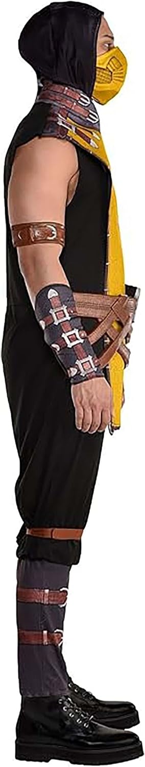 Mortal Kombat Scorpion Costume for Men - Mortal Kombat Costume Includes Jumpsuit, Face Mask, Arm Bands, & Gauntlets - Costumes for Halloween, Birthday Parties & Themed Events