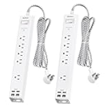 10Ft Surge Protector Power Strip - Long Extension Cord, Addtam 5 Widely Outlets 4 USB Ports, Flat Plug, Multi Plug Outlet Extender, Desk Charging Station for Home Office College Dorm Room Essentials