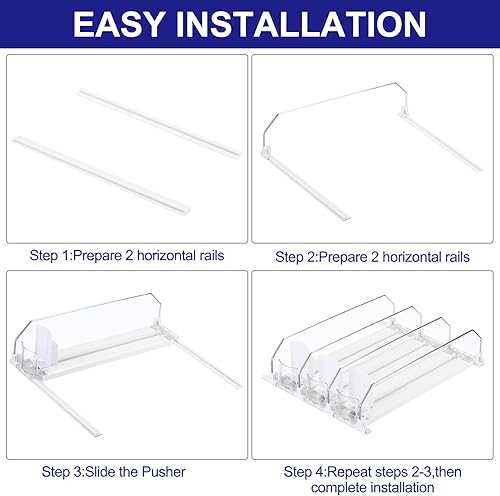 Miniatura 5 de uxcell Organizador de latas de soda para refrigerador, organizador de bebidas autoempujable para refrigerador, dispensador de bebidas ajustable de