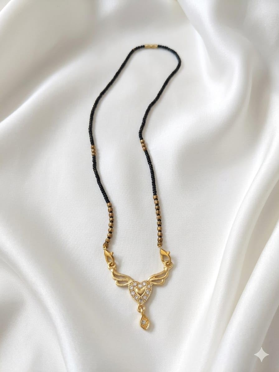 Elegant Gold Plated Mangalsutra with Black Beads Traditional Daily Necklace for Women-image-28