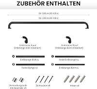Qlfyuu fekete fém függönykarnis 76-150 cm, 25 mm átmérő, szobához és nappaliba 5