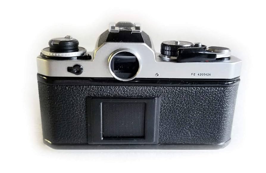 Chrome Nikon FE SLR Film Camera; Body Only, Lens Is Not