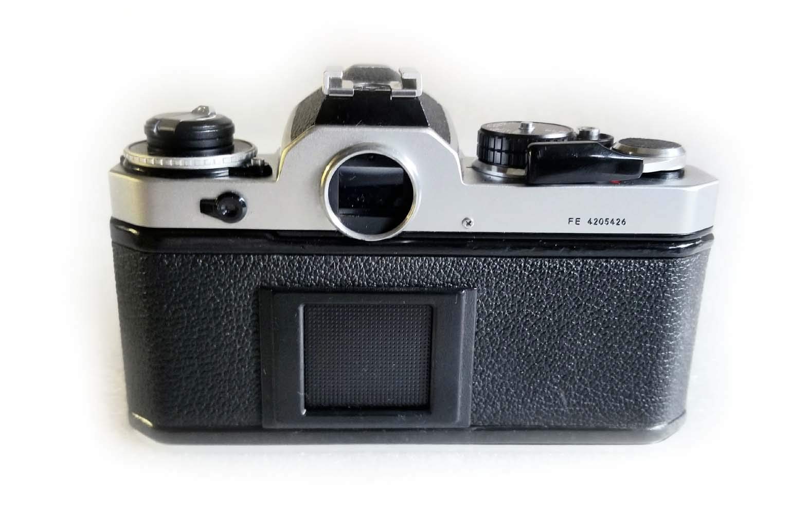 Chrome Nikon FE SLR Film Camera; Body Only, Lens Is Not Included