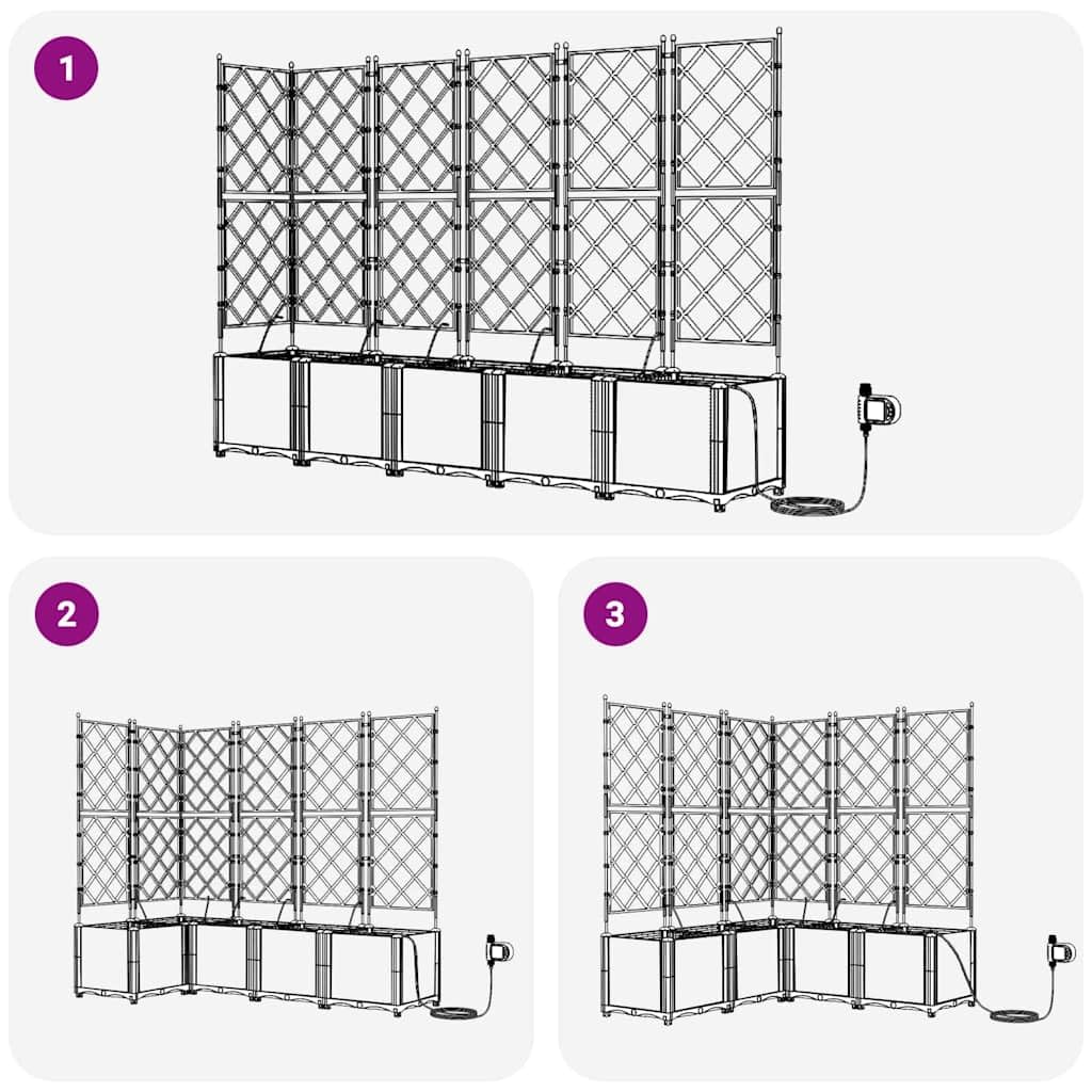 vidaXL Doniczka ogrodowa 5 pcs Czarny 120 x 120 x 142 cm, Ogród i taras, nowoczesna doniczka samonawadniająca, trwały pojemnik na rośliny patio